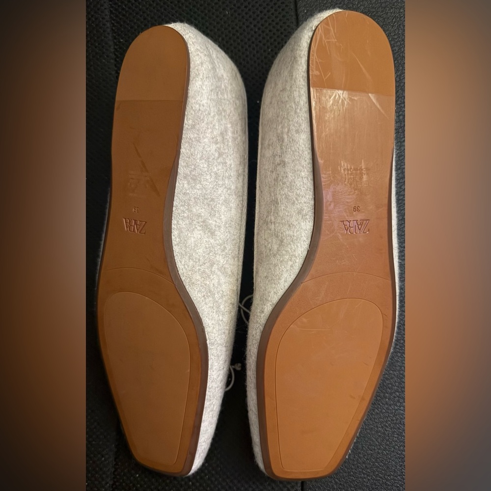 Zara Women's Cream Felt Ballet Flats | Sz 39 - Picture 6 of 6